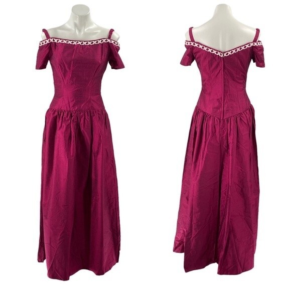 VINTAGE Designer House of Bianchi NY dark pink maxi formal DRESS sz 10 S/M - Picture 2 of 9